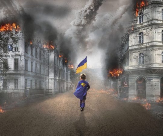 ukraine flag little boy destruction 7068221